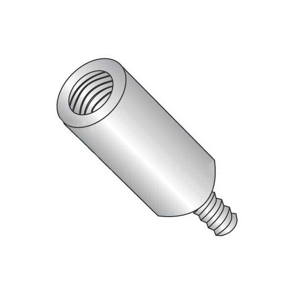 Newport Fasteners Round Standoffs, #8-32 Thrd Sz, 1/4 in Bd L, Brass Nickel Plated, 1/4 in OD, 500 PK 973370 - main